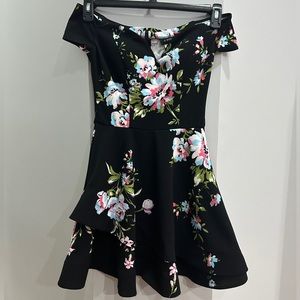 B Darlin Black/Multi-Color Floral Formal Dress